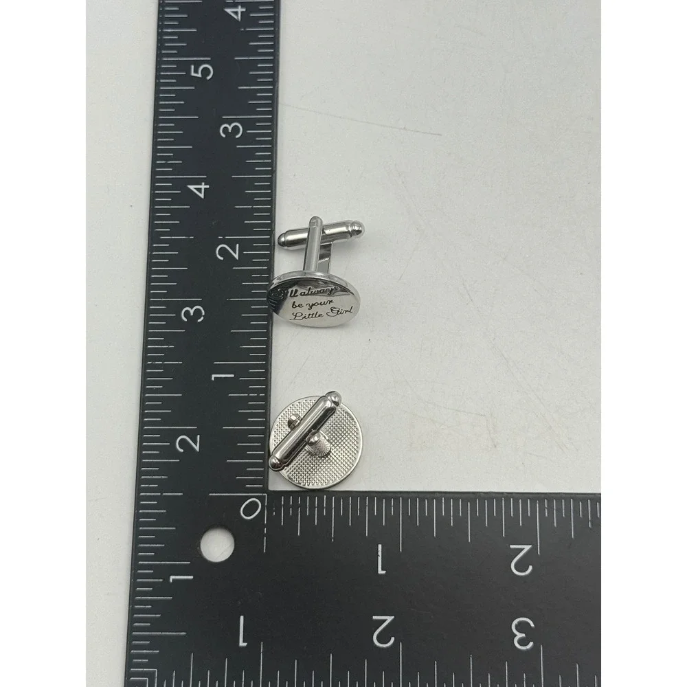 Father of the Bride Cufflinks Silver Tone I'll Always Be Your Little Girl Round
